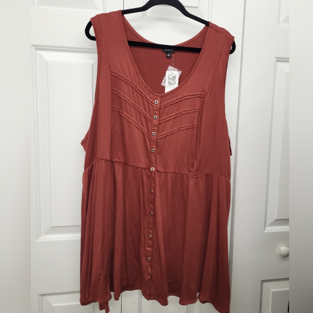 TORRID Sleeveless Pintuck Faux Button-Front Tunic Top - 5X - Picture 2 of 7